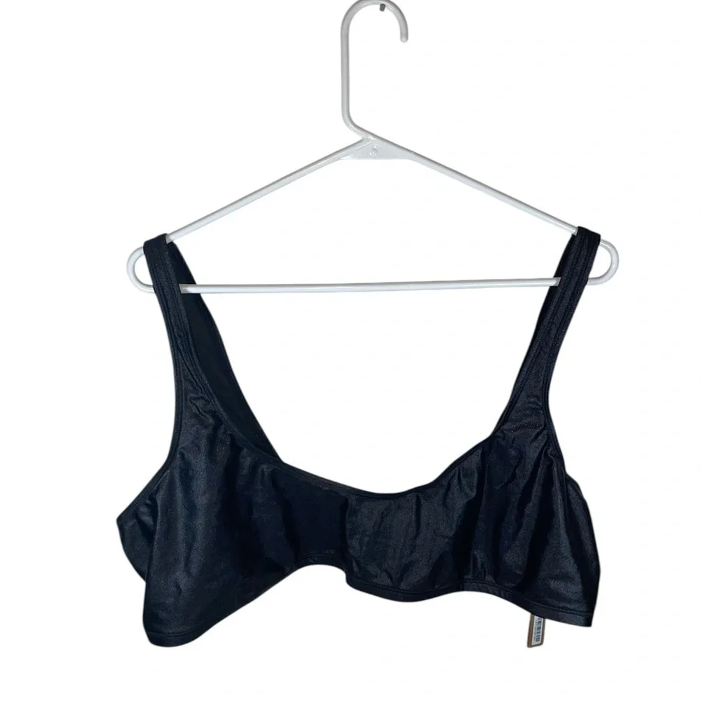 SKIMS Shine Swim Scoop Bikini Top Onyx Black Black